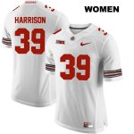 Women's NCAA Ohio State Buckeyes Malik Harrison #39 College Stitched Authentic Nike White Football Jersey JU20D52ZP